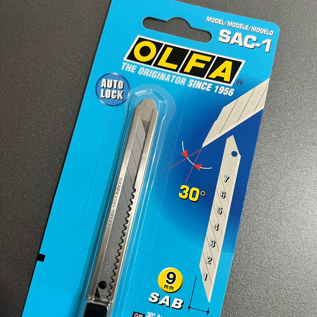 Estilete OLFA SAC-1 – 9mm com Lâmina 30° Corpo em Alumínio