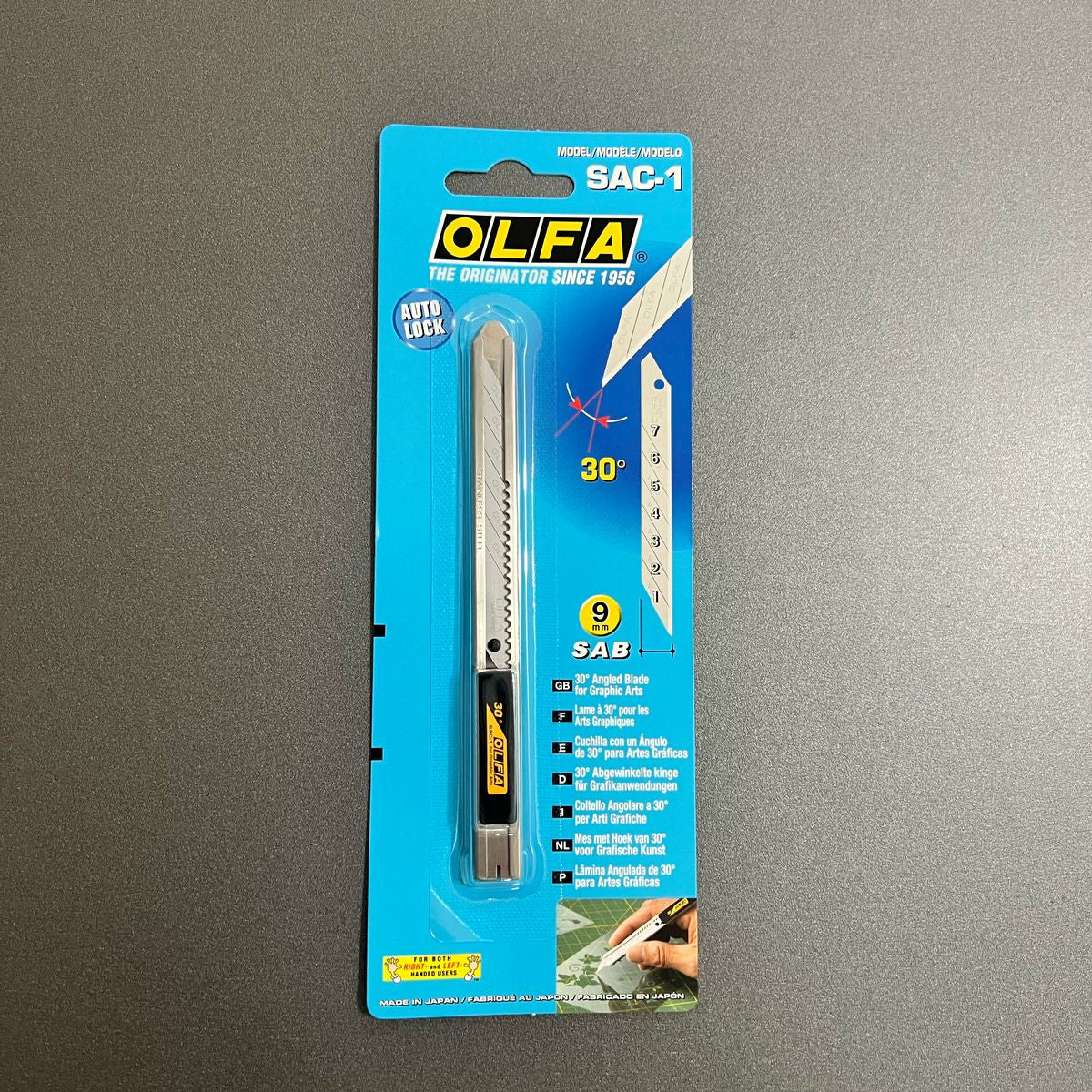 Estilete OLFA SAC-1 – 9mm com Lâmina 30° Corpo em Alumínio